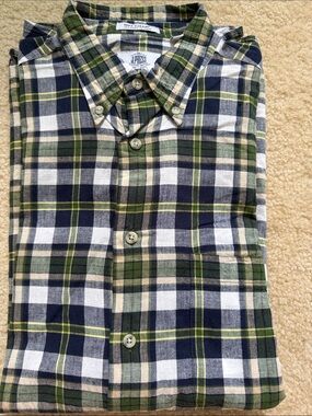J.PRESS Men's Green Plaid Button-Down Shirt